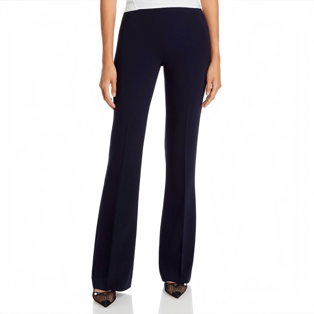 NEW THEORY Demitria Admiral Crepe Flared Pants Deep Navy Size 0 NWT